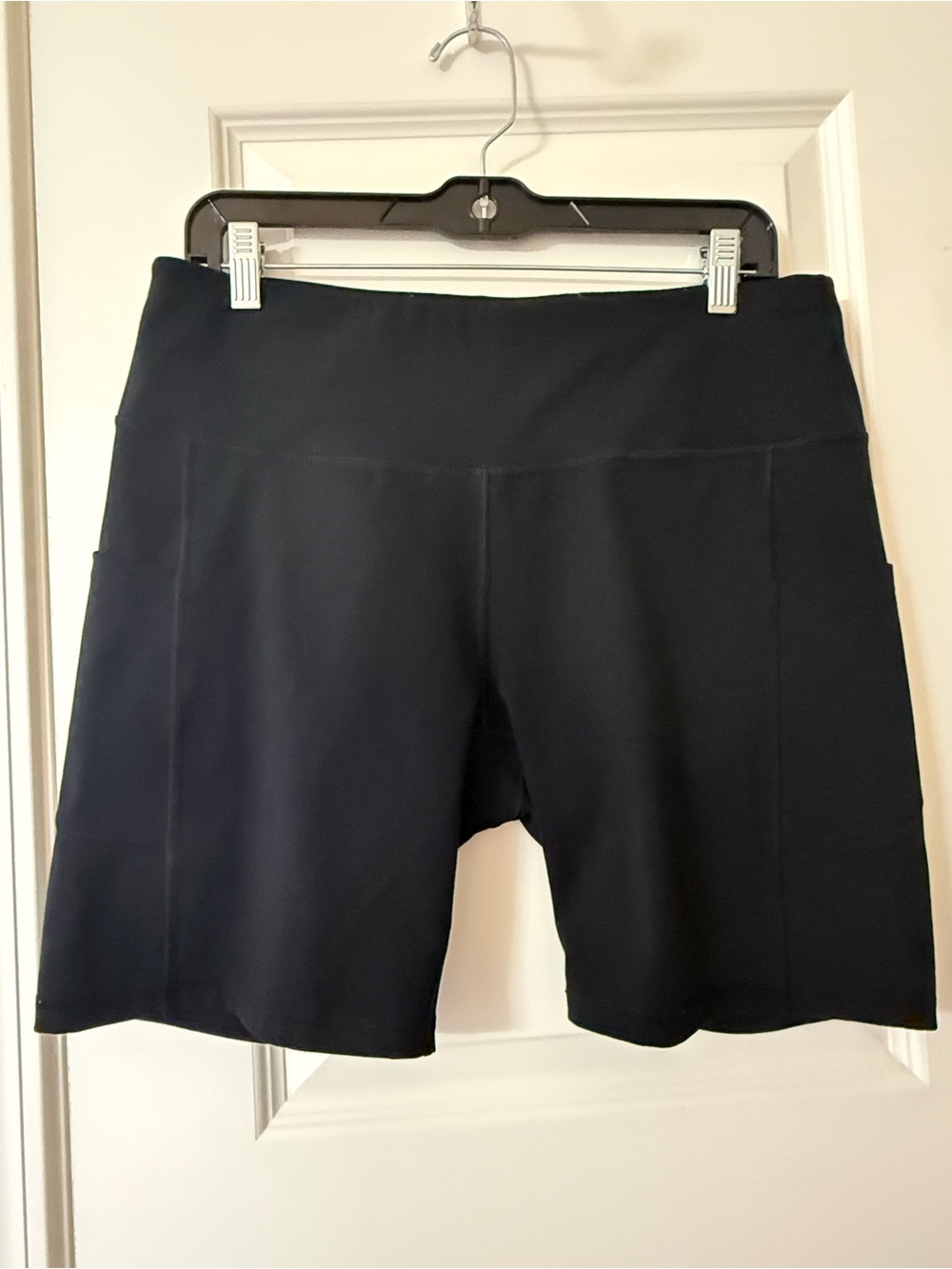 Luga Black Athletic Biker Shorts with Pockets, High Waisted, 2 side pockets, XXL